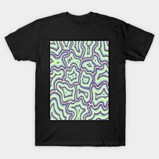 Green and Purple Groovy Liquid Marble Swirl T-Shirt